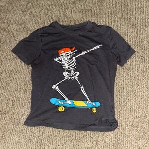 Kids Skeleton Skateboard Graphic Tee - Black